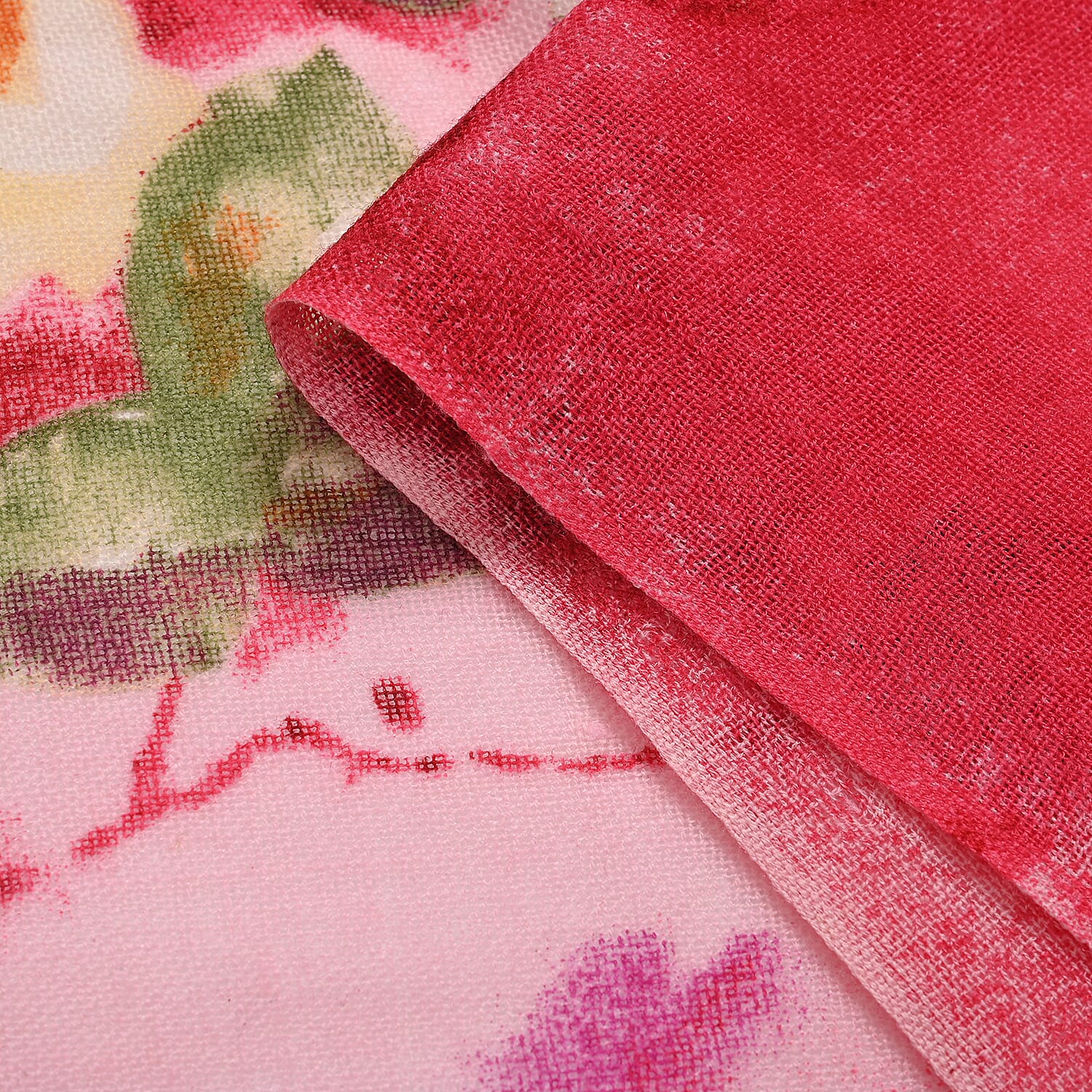 Material 100% Merino Wool size 65 x 180cm Pink BAse With Multi Color Flower.