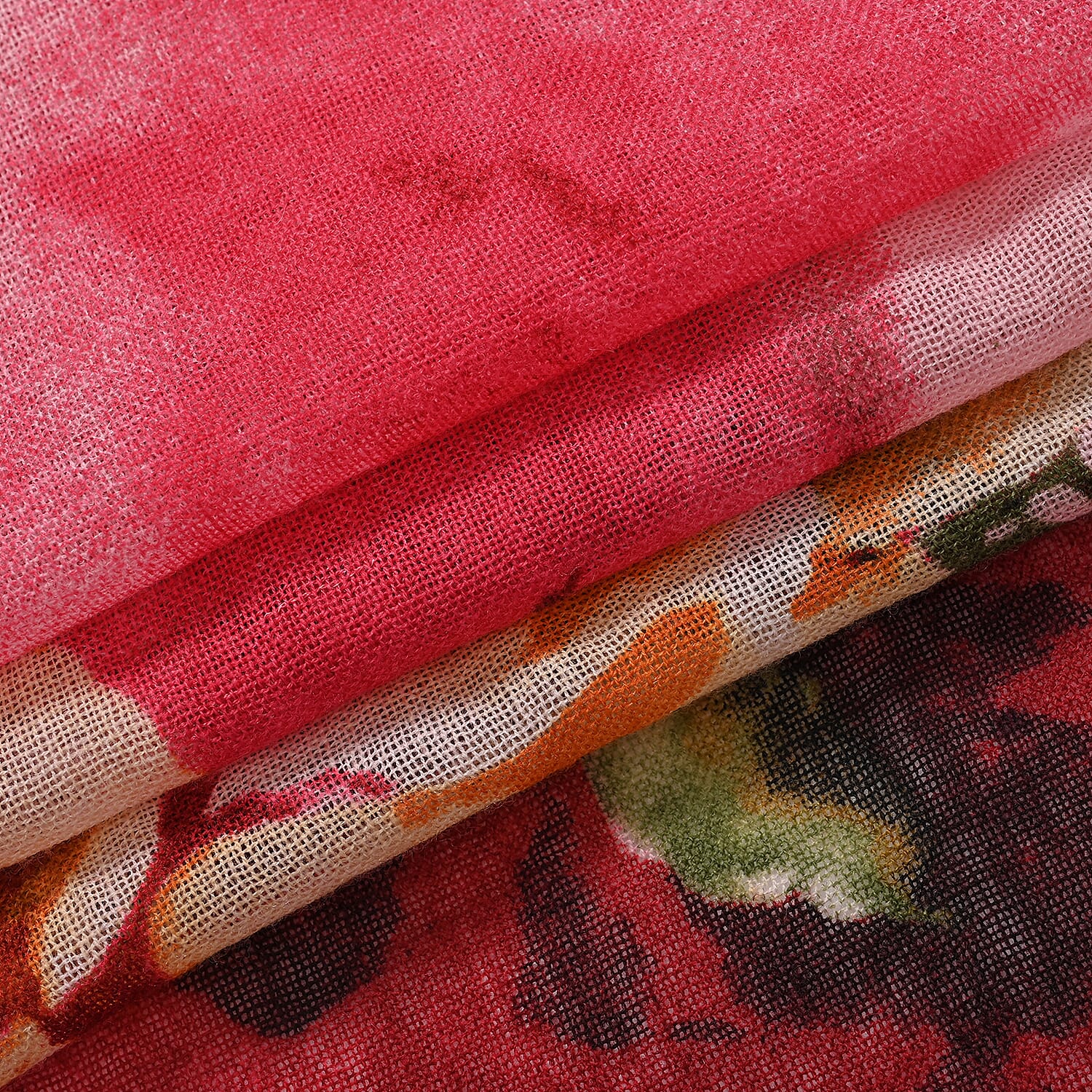 Material 100% Merino Wool size 65 x 180cm Pink BAse With Multi Color Flower.