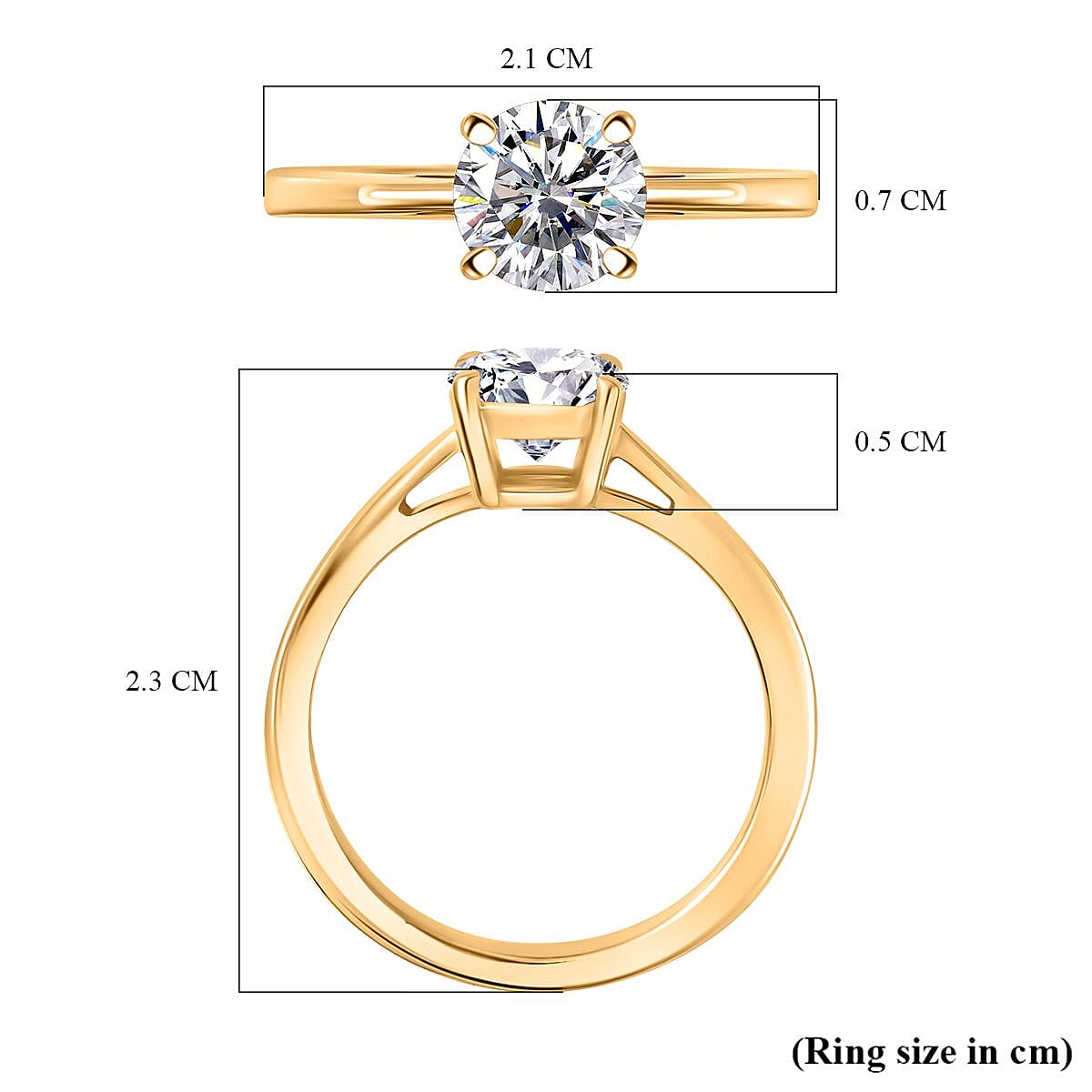 UNMISSABLE MEGA DEAL - Moissanite Solitaire Ring in 14K Yellow Gold Plated Sterling Silver 1.00 Ct. UNMISSABLE MEGA DEAL - Moissanite Solitaire Ring in 14K Yellow Gold Plated Sterling Silver 1.00 Ct.
