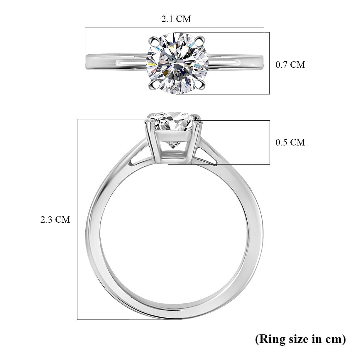 Moissanite Solitaire Ring in Platinum Overlay Sterling Silver 1.00 ct Moissanite Solitaire Ring in Platinum Overlay Sterling Silver 1.00 ct