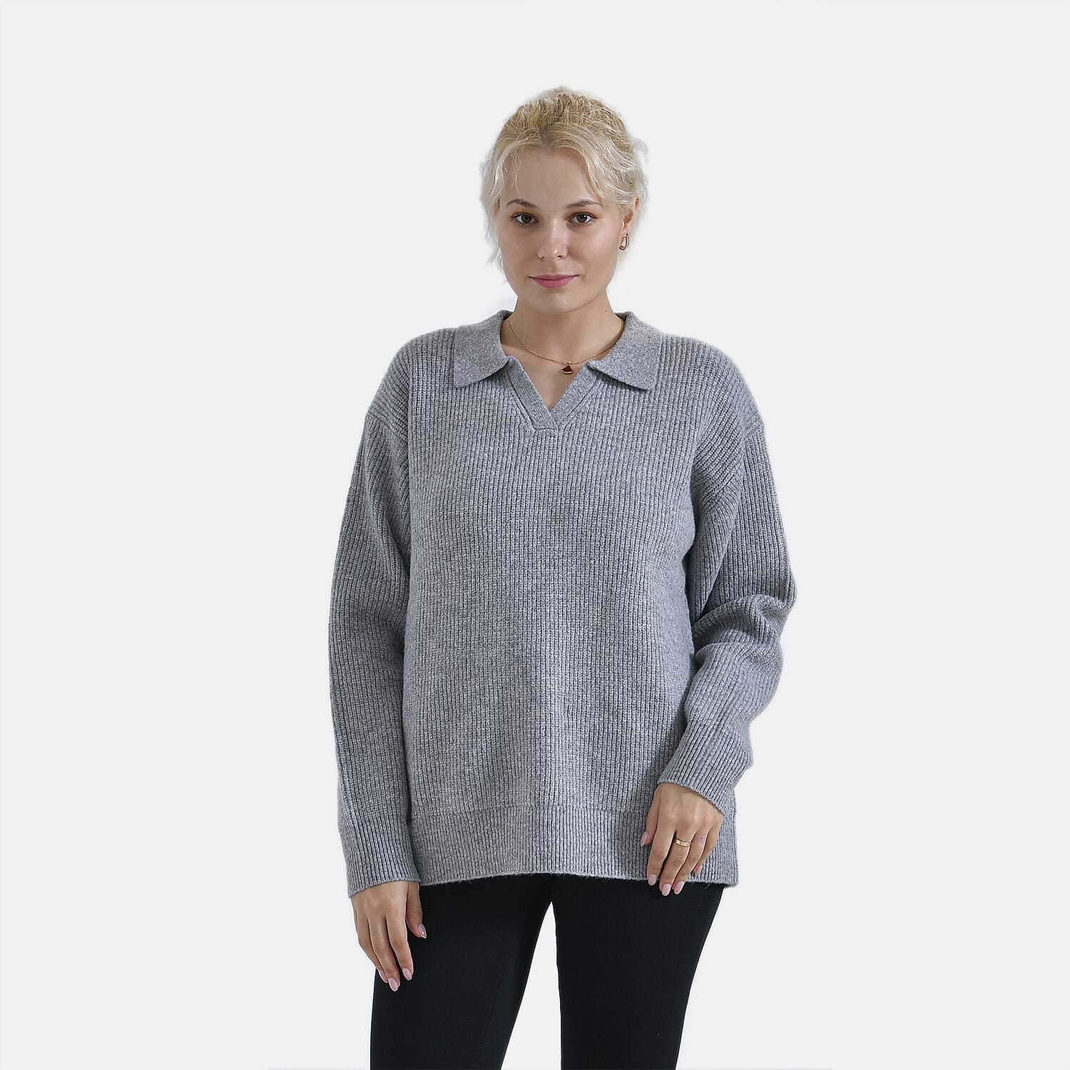 La Marey V neck Polo Sweater - Grey