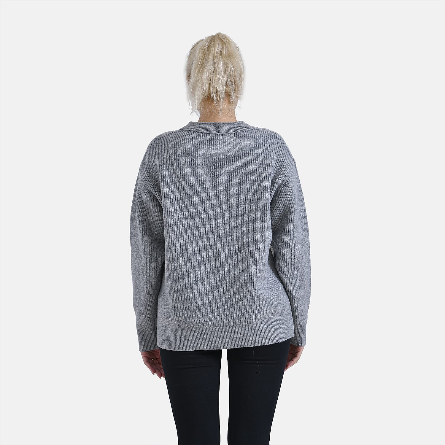 La Marey V neck Polo Sweater - Grey