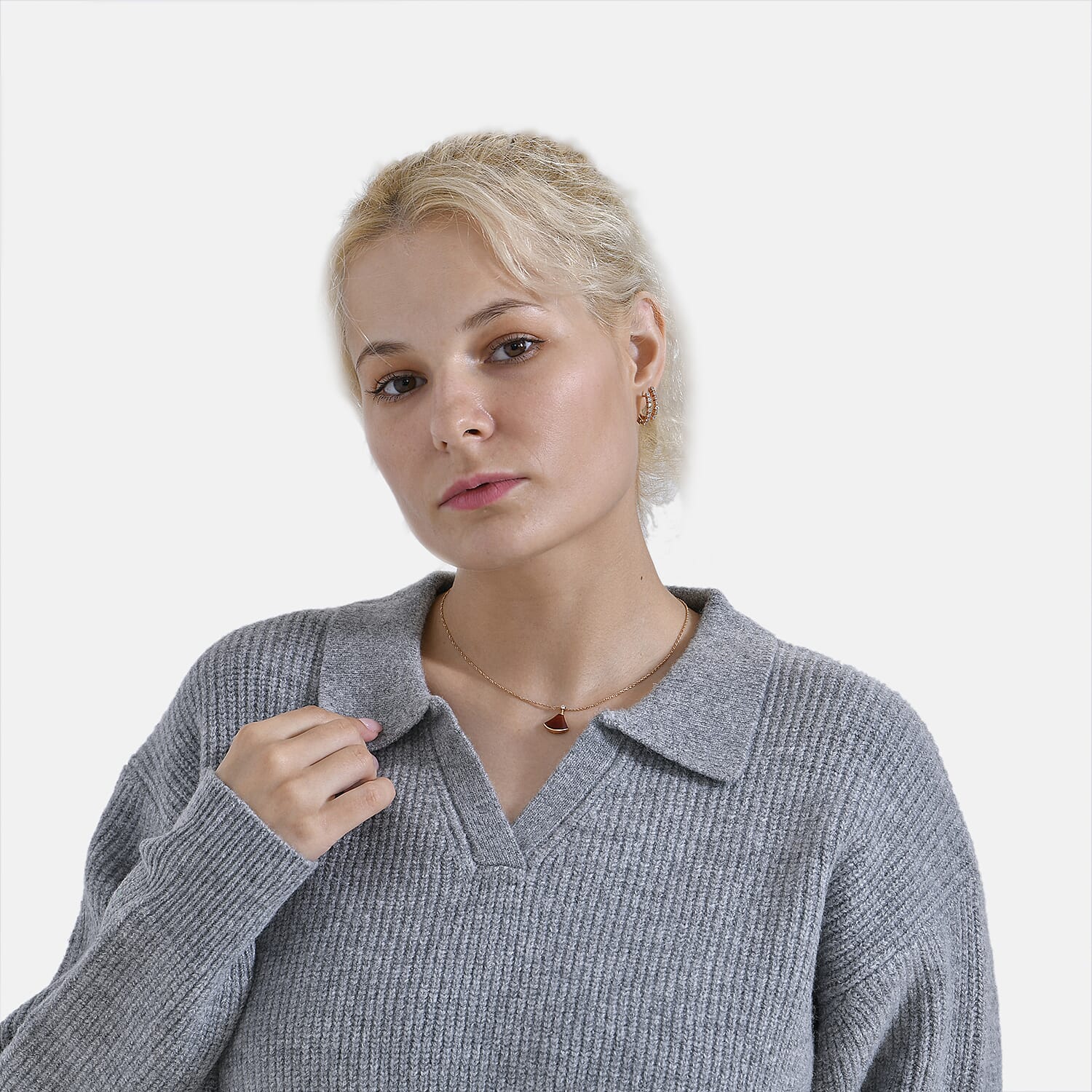 La Marey V neck Polo Sweater - Grey