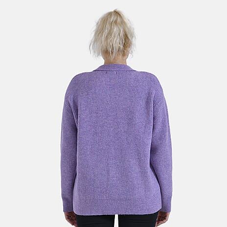 La Marey V neck Polo Sweater (Size 16 to 18) - Purple