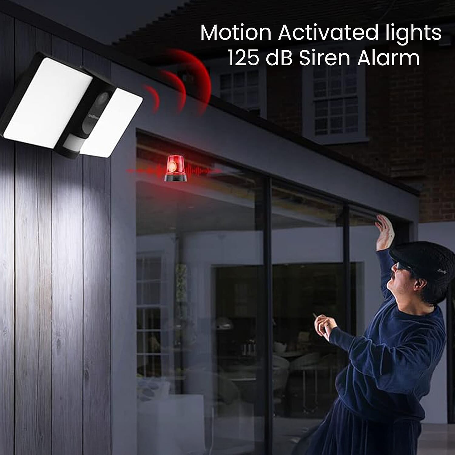 Link2Home Wired Outdoor Floodlight Camera with PIR is a motion activated security camera which features 2 x 12.5W light panel- White