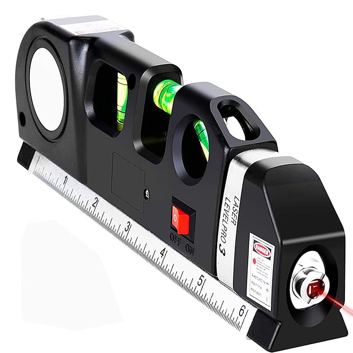 Multifunctional Laser Spirit Level with built in 8Ft Measuring Tape and laser Line beam and level bubble 45, 90 180 degree for straight, vertical, or crossing  - Grey