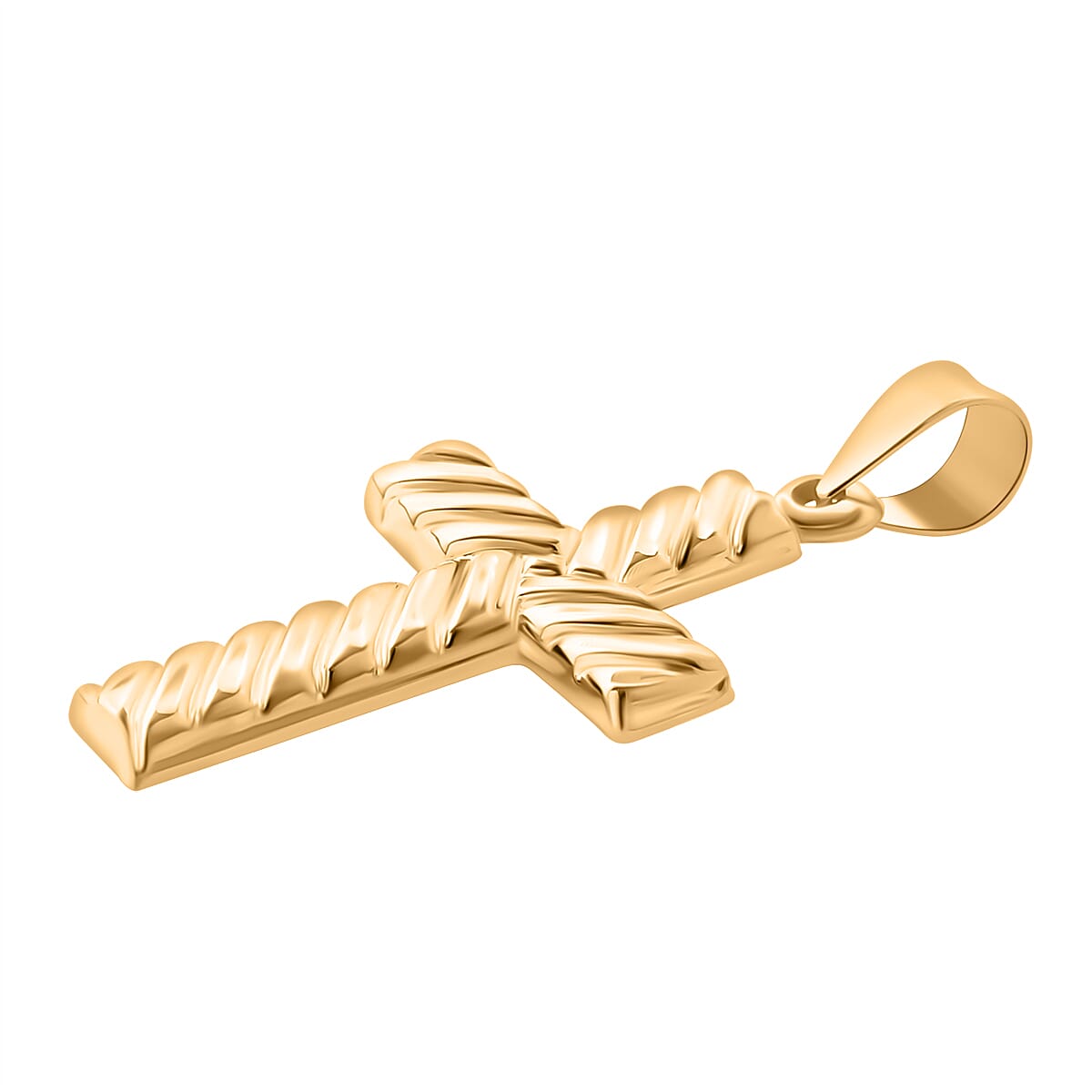 Royal Bali Collection- 9K Yellow Gold Designer Cross Pendant