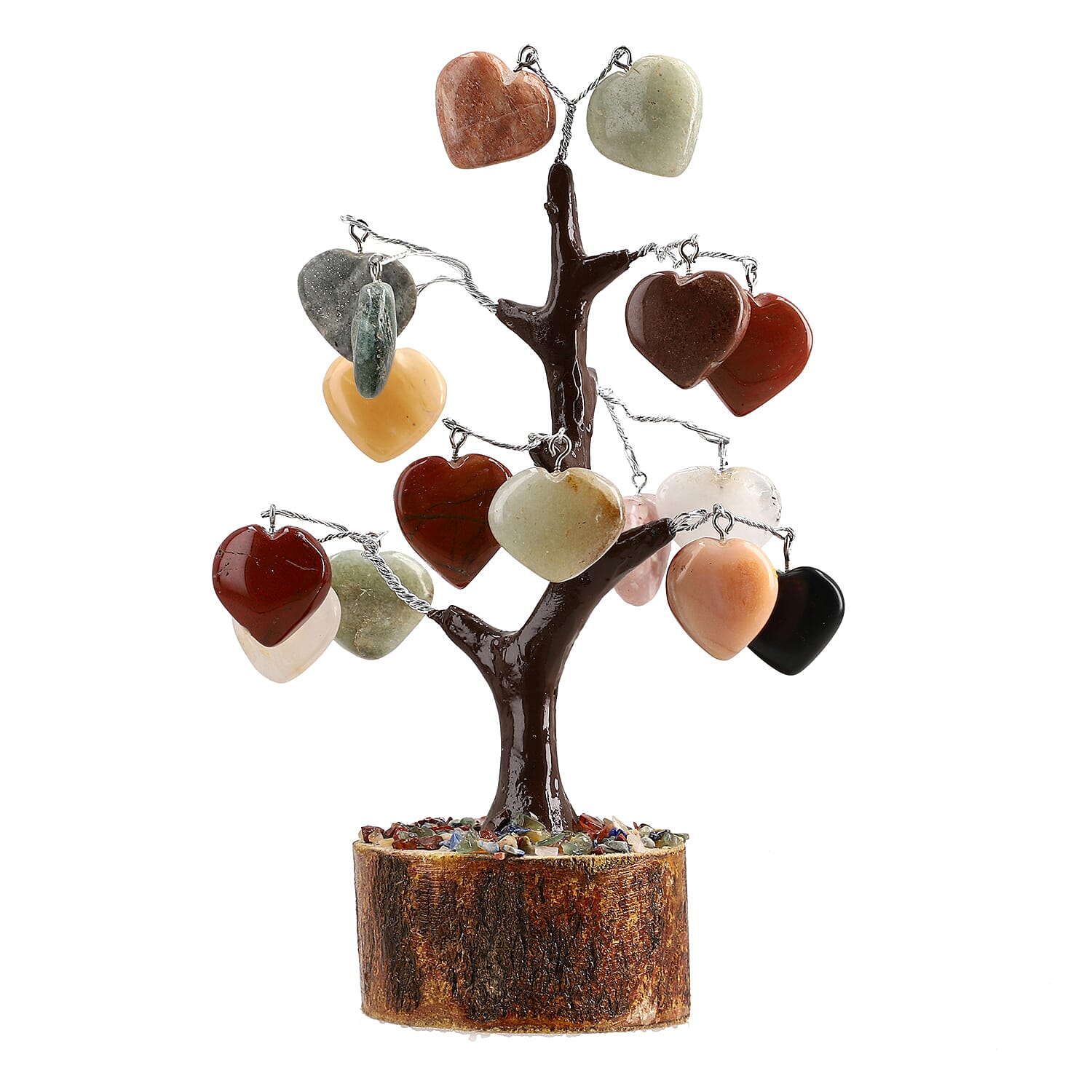 Mothers Day Gift Idea - Heart Shape Gemstone Tree of Life Ornament (Size 23 Cm)