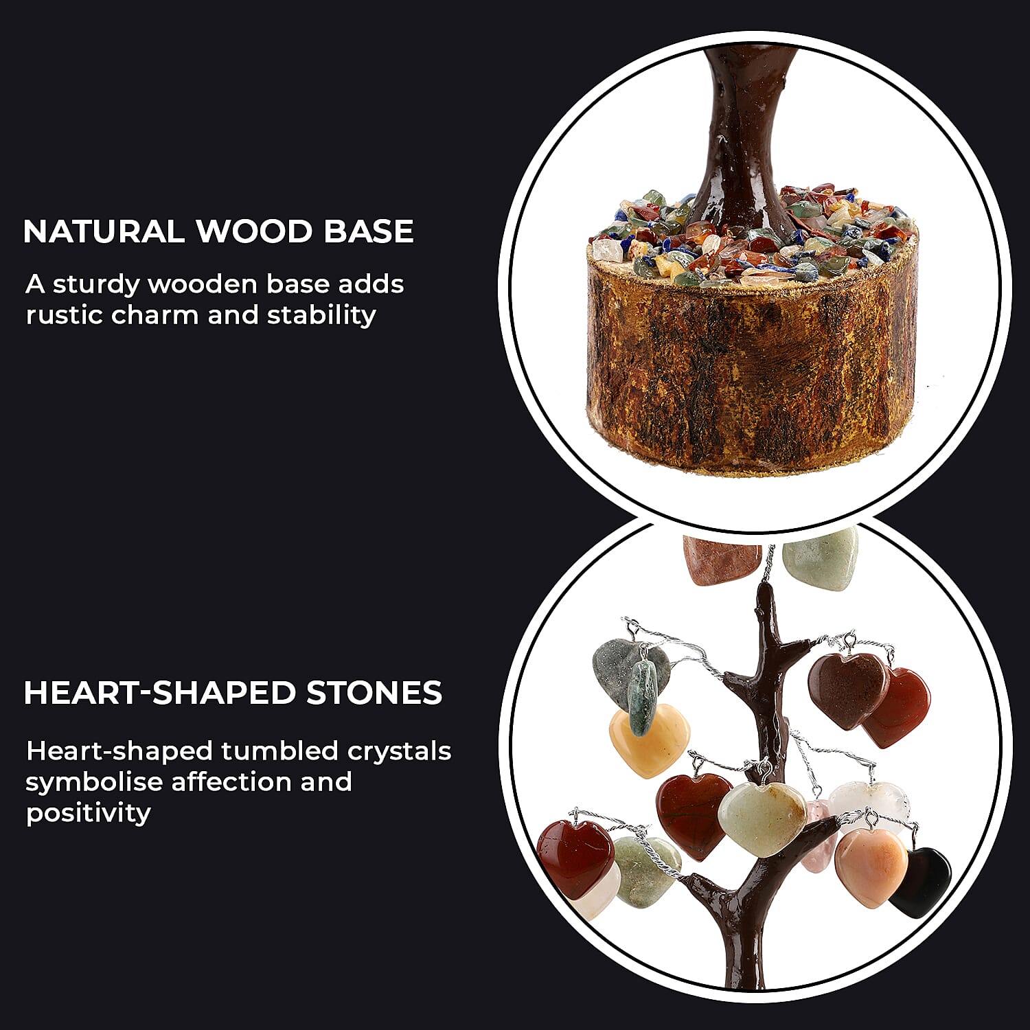 Mothers Day Gift Idea - Heart Shape Gemstone Tree of Life Ornament (Size 23 Cm)