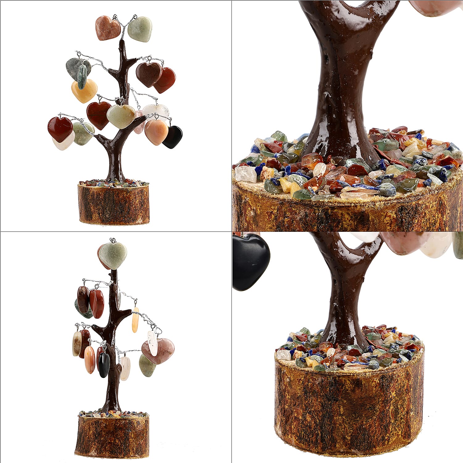 Mothers Day Gift Idea - Heart Shape Gemstone Tree of Life Ornament (Size 23 Cm)