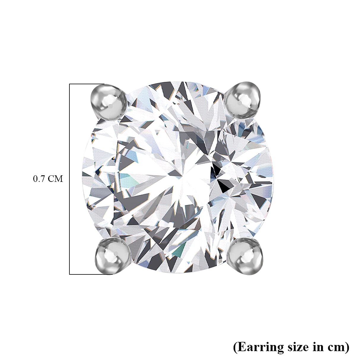 J Francis - Swarovski Zirconia Solitaire Stud Push Post Earring in Platinum Overlay Sterling Silver 2.87 Ct.
