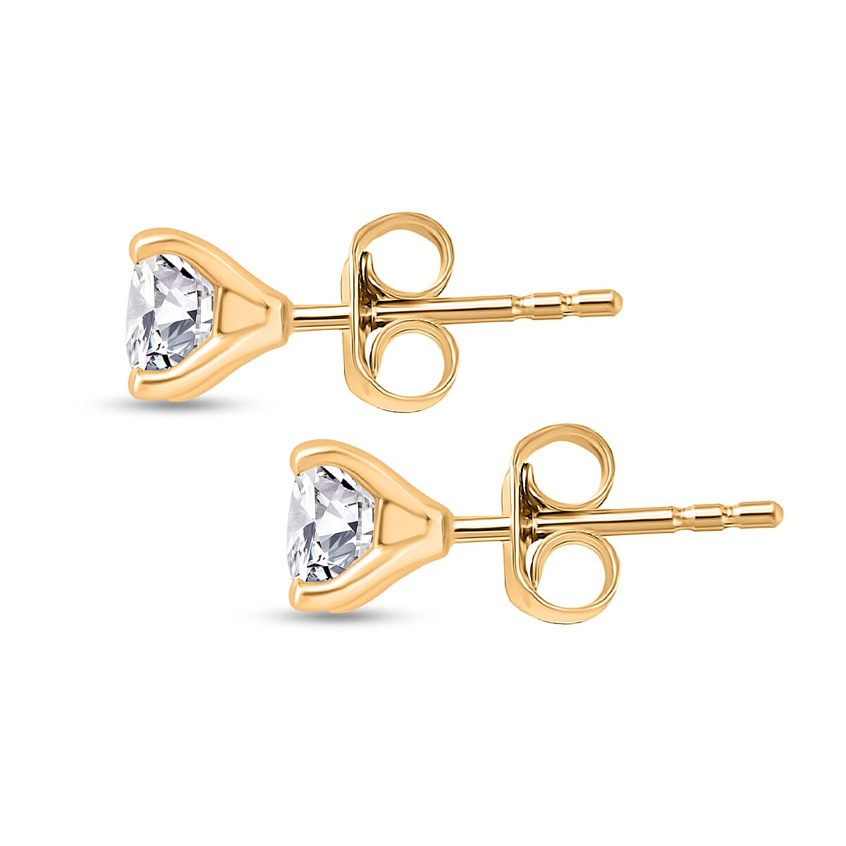 J Francis - Swarovski Zirconia Solitaire Earring With Push Back in 14K Gold Overlay Sterling Silver 2.87 Ct.