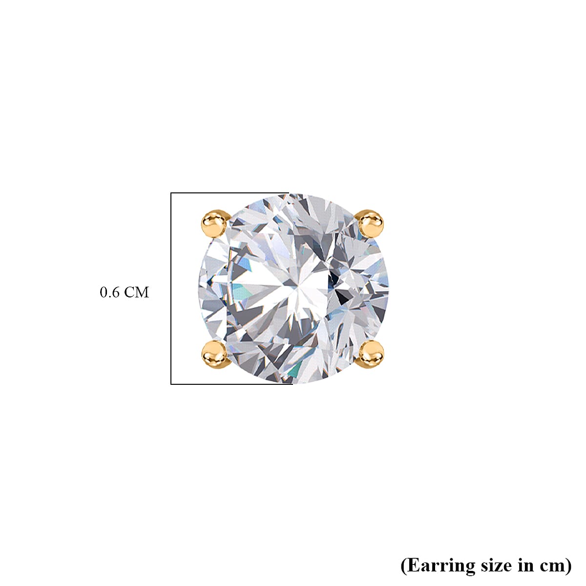 J Francis - Swarovski Zirconia Solitaire Earring With Push Back in 14K Gold Overlay Sterling Silver 2.87 Ct.