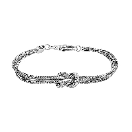 ROYAL BALI - Designer Inspiration - Sterling Silver Knot Bracelet (Size - 7.5) Silver Wt. 14.09 Gms