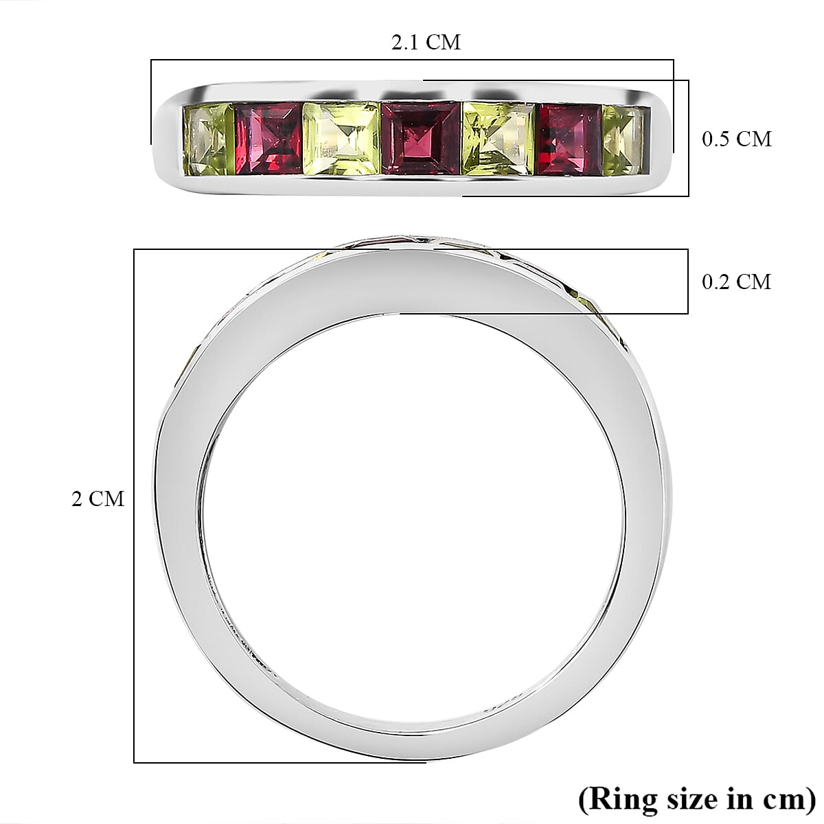 Peridot ,  Rhodolite Garnet  Ring in Platinum Overlay Sterling Silver 1.54 ct