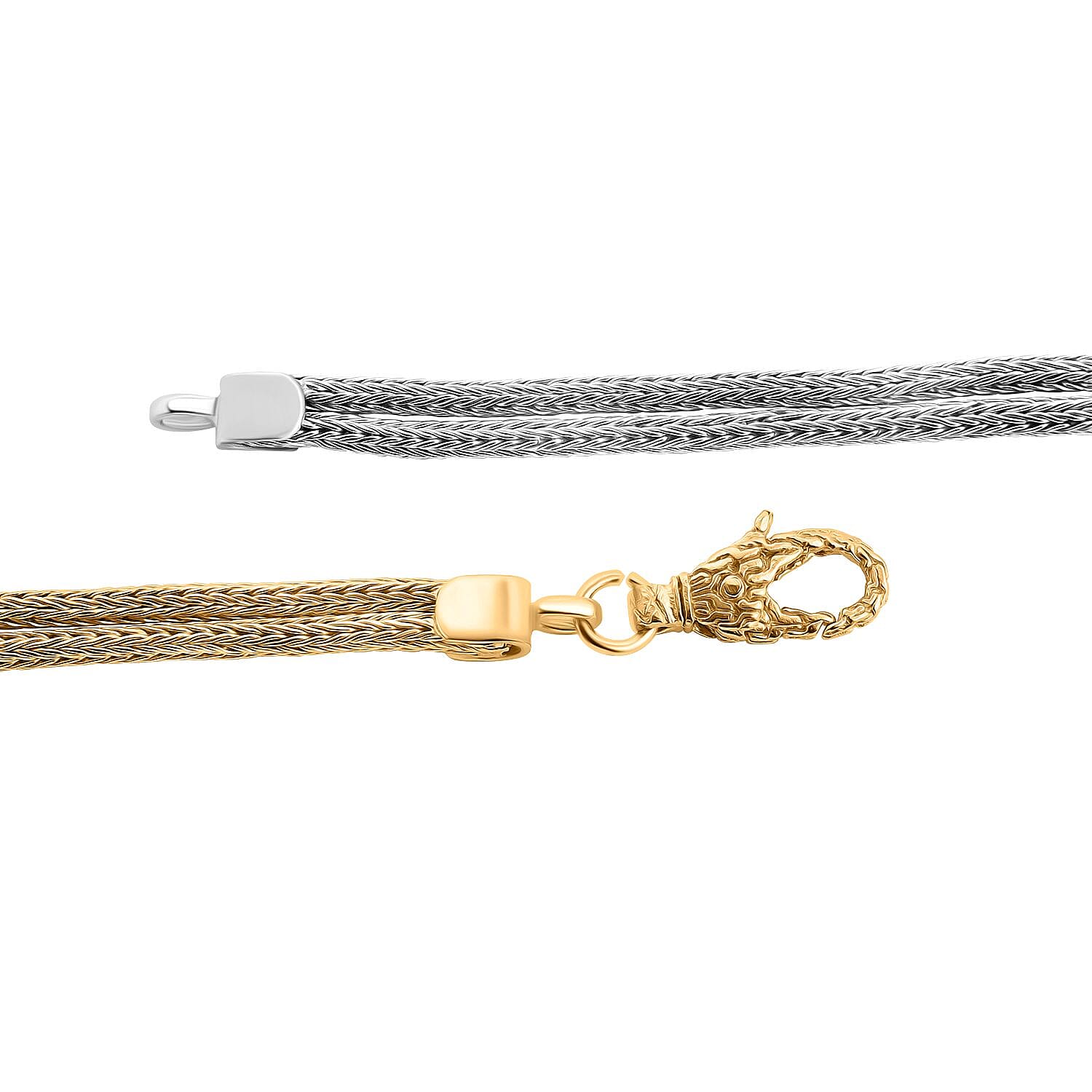 CYBER MONDAY EXCLUSIVE - ROYAL BALI - Designer Inspiration - Two Tone overlay Sterling Silver Knot Bracelet (Size - 7.5) Silver Wt. 14.09 Gms