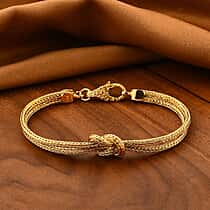 D'joy Royal Bali Collection Designer Inspired Gold overlay Sterling Silver Knot Bracelet (Size - 7.5)