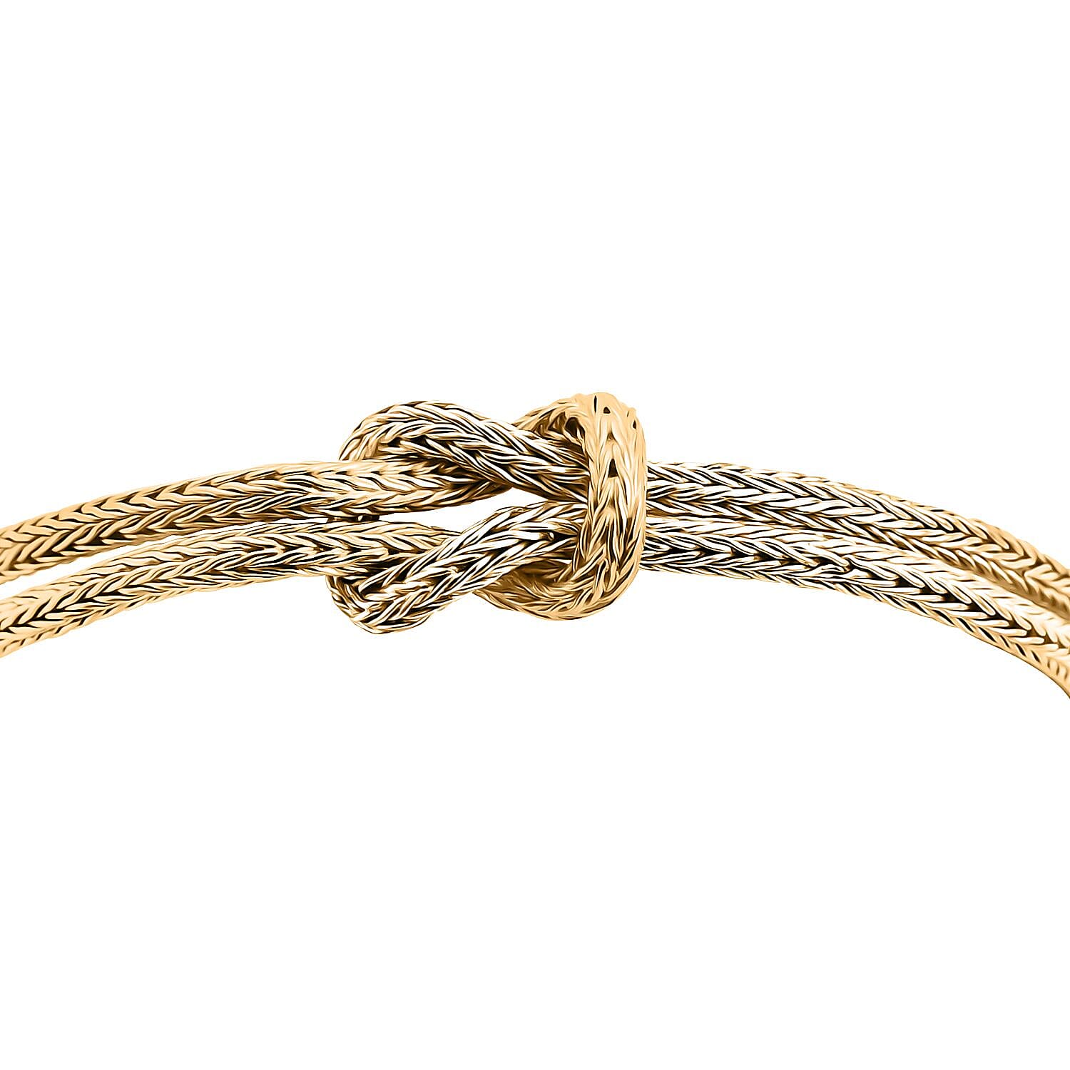 CYBER MONDAY EXCLUSIVE - ROYAL BALI - Designer Inspiration - Gold overlay Sterling Silver Knot Bracelet (Size - 7.5) Silver Wt. 14.09 Gms