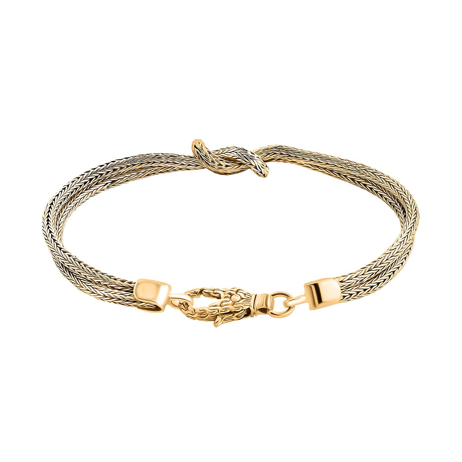 CYBER MONDAY EXCLUSIVE - ROYAL BALI - Designer Inspiration - Gold overlay Sterling Silver Knot Bracelet (Size - 7.5) Silver Wt. 14.09 Gms