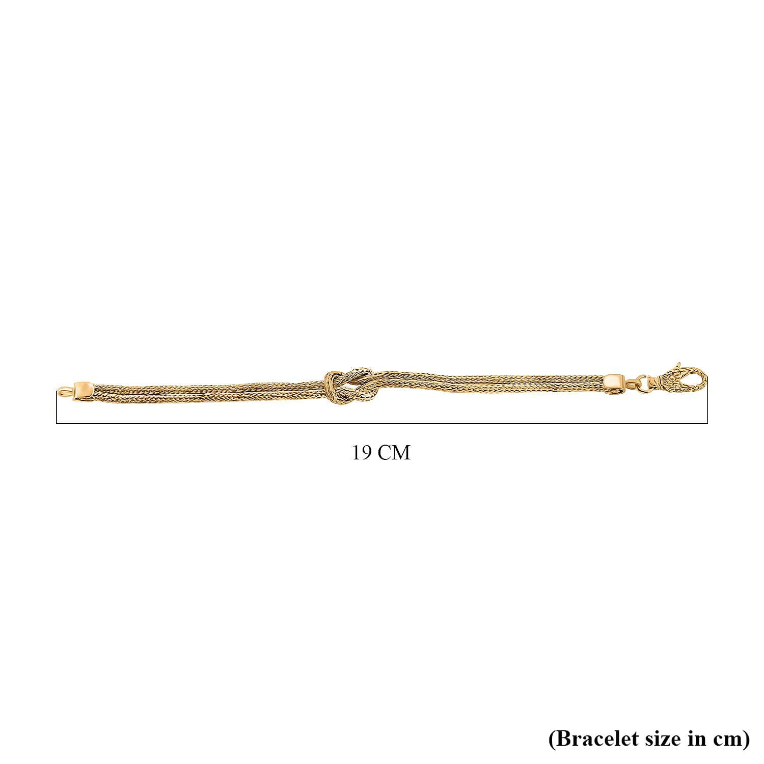 CYBER MONDAY EXCLUSIVE - ROYAL BALI - Designer Inspiration - Gold overlay Sterling Silver Knot Bracelet (Size - 7.5) Silver Wt. 14.09 Gms