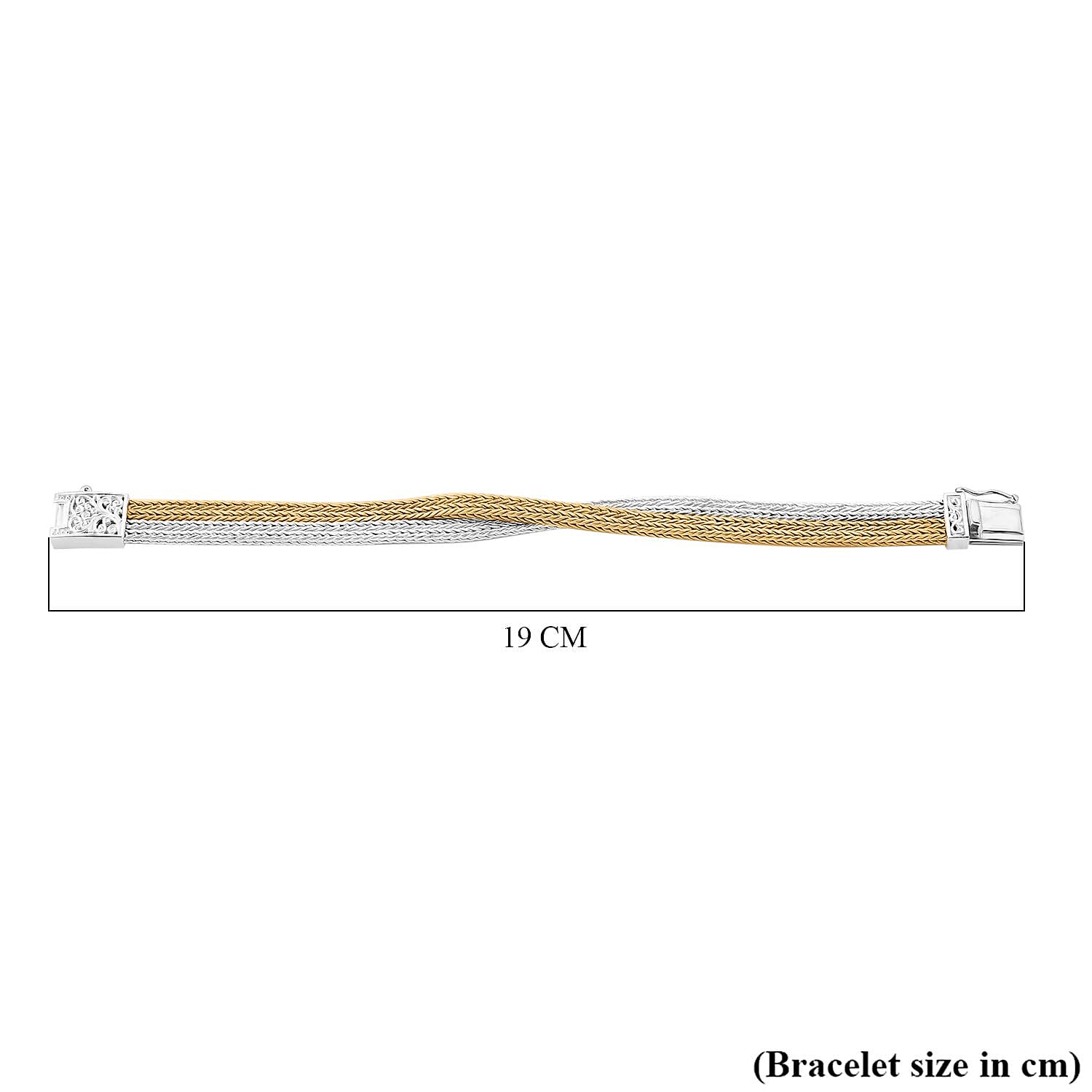 Royal Bali Collection Rwa Bhineda Dual Tone Sterling Silver Bracelet (Size - 8), Silver Wt. 34.40 Gms