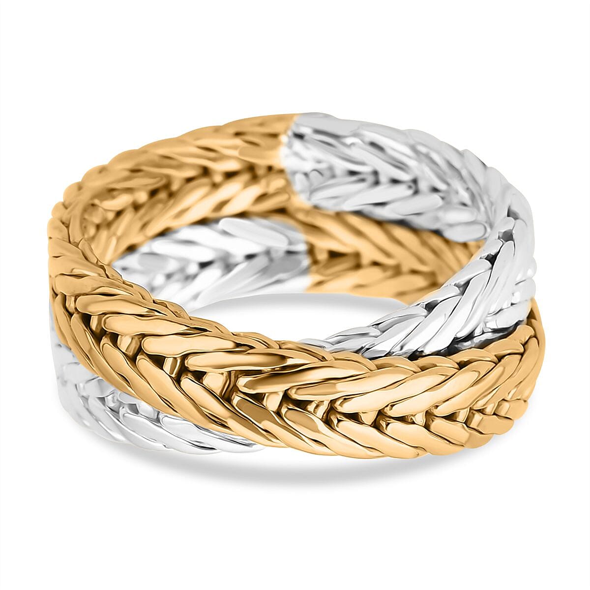 Royal Bali Collection -  22K Yellow Gold Two Tone Vermil Plated Sterling Silver Ring