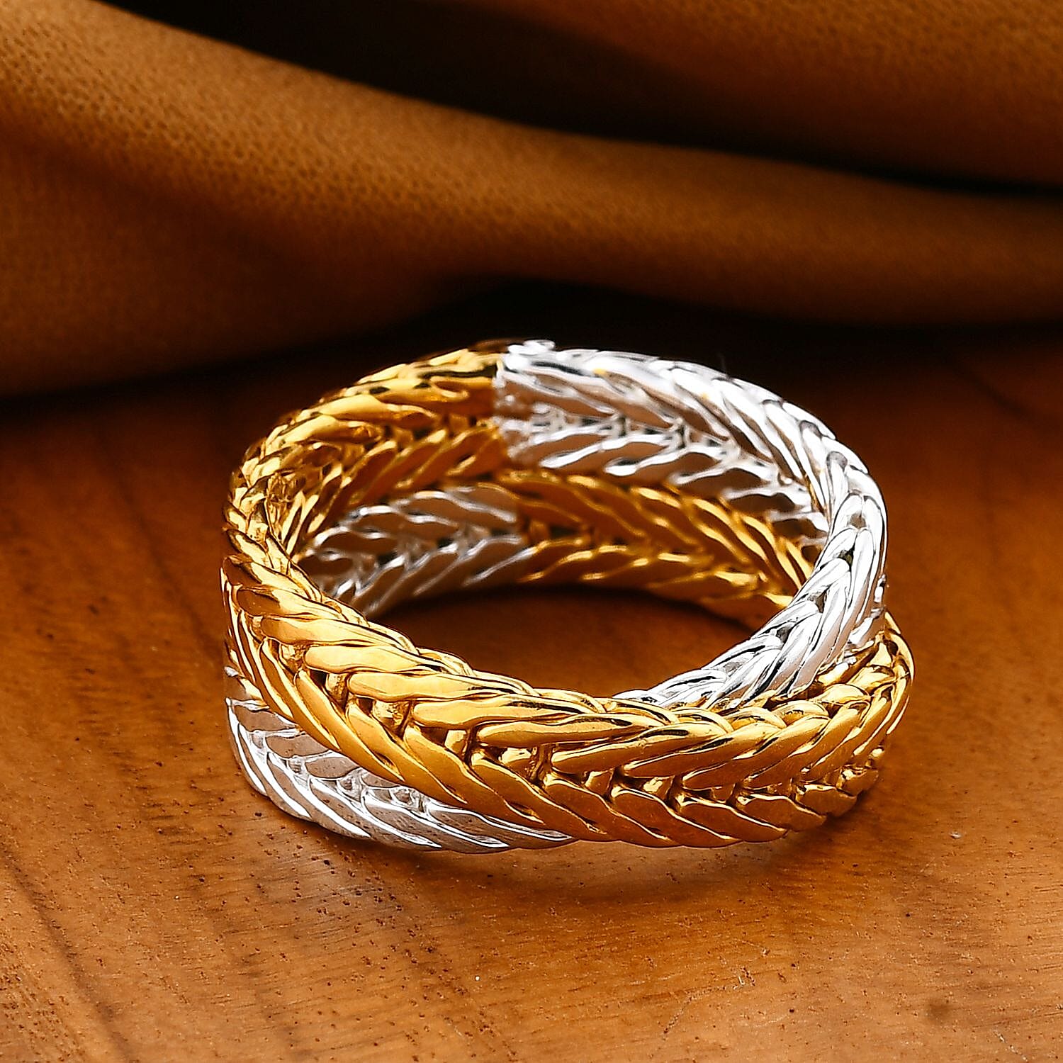 Royal Bali Collection -  22K Yellow Gold Two Tone Vermil Plated Sterling Silver Ring