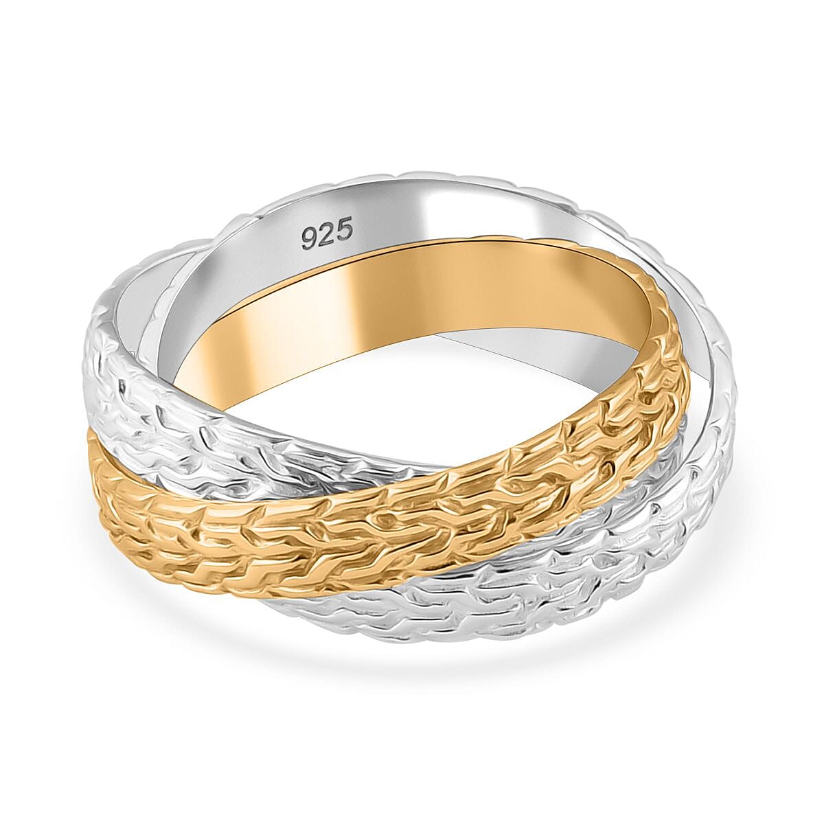 Royal Bali Collection Rwa Bhineda Dual Tone Sterling Silver Ring, Silver Wt. 7.20 Gms Royal Bali Collection Rwa Bhineda Dual Tone Sterling Silver Ring, Silver Wt. 7.20 Gms