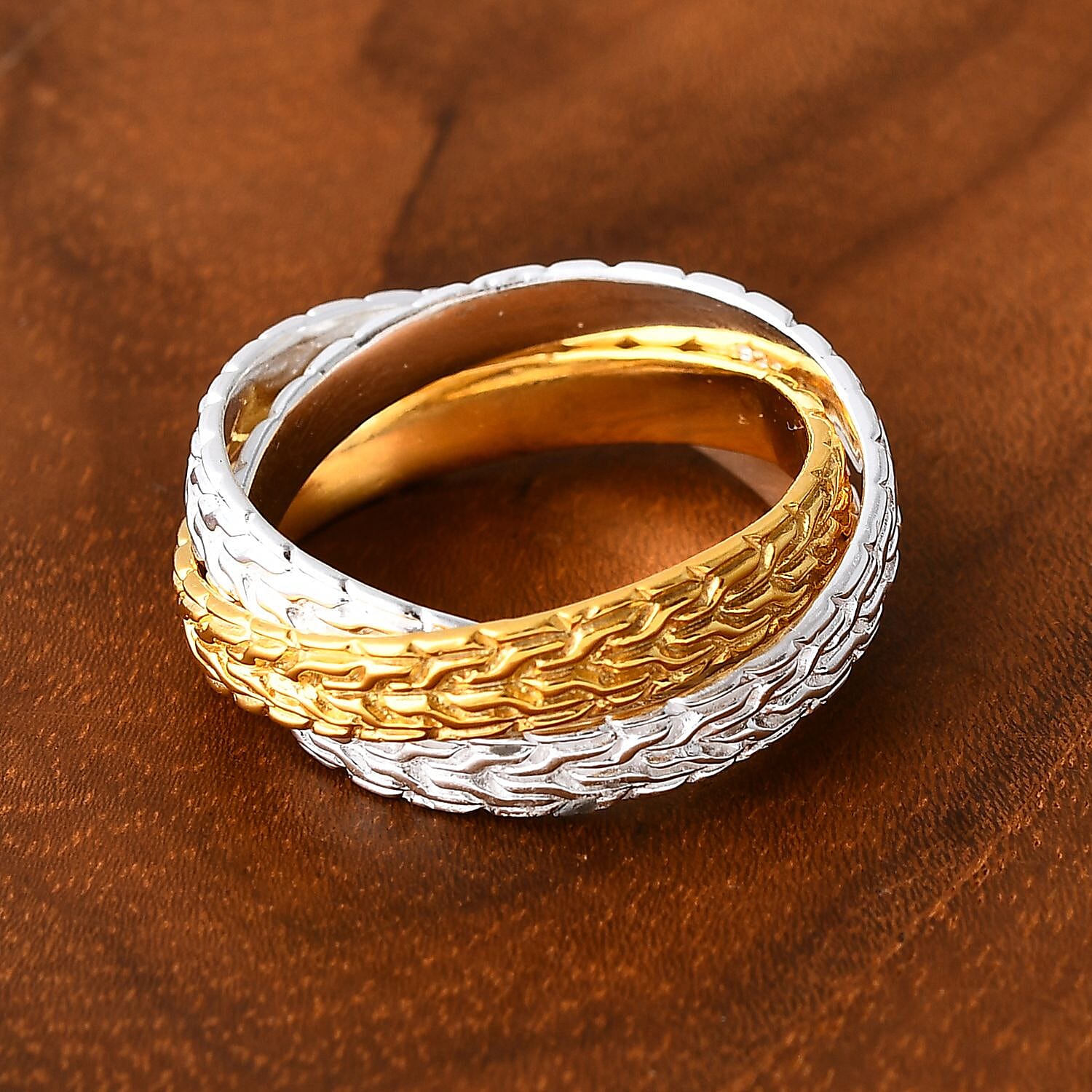 Royal Bali Collection Rwa Bhineda Dual Tone Sterling Silver Ring, Silver Wt. 7.20 Gms Royal Bali Collection Rwa Bhineda Dual Tone Sterling Silver Ring, Silver Wt. 7.20 Gms