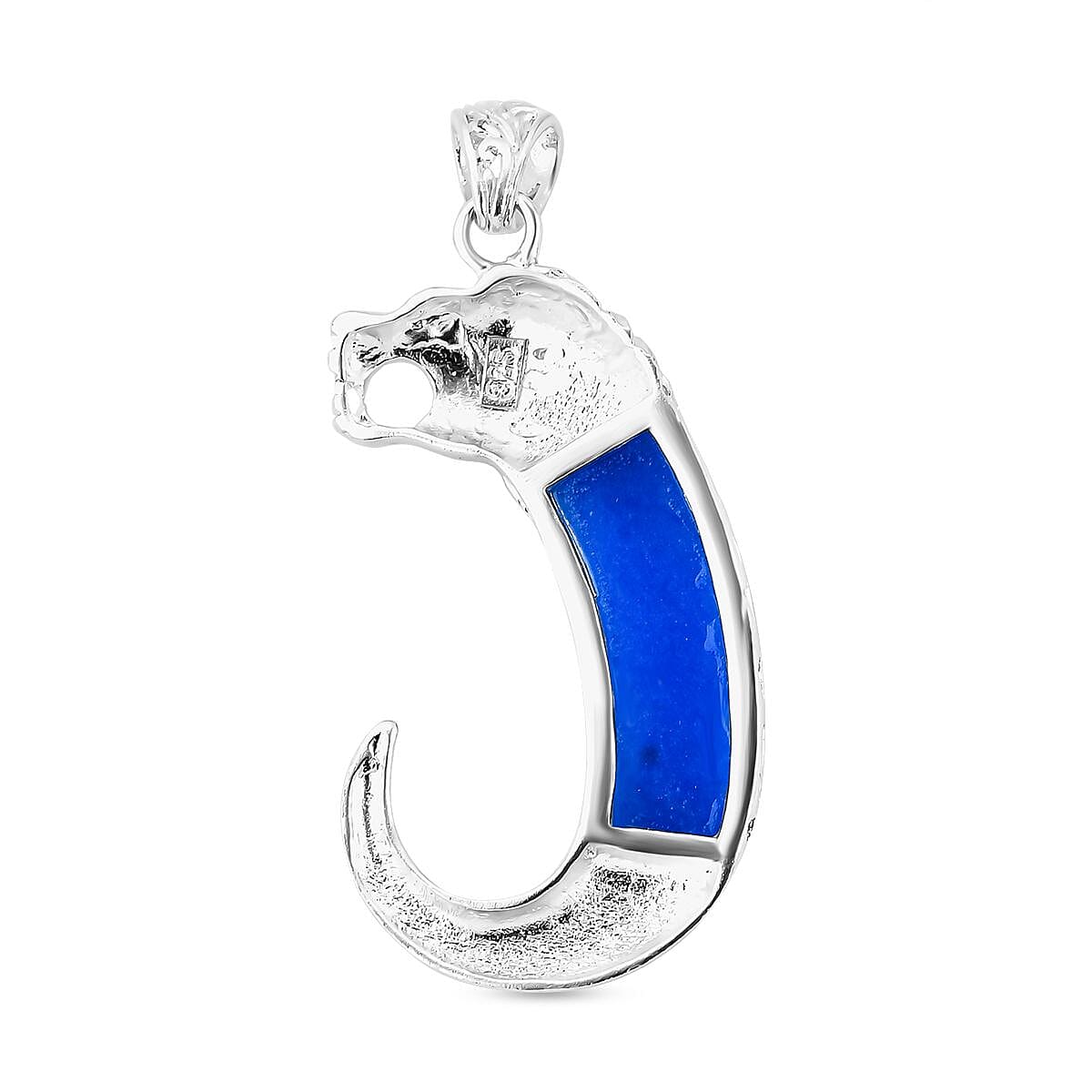 Royal Bali Collection - Blue Jade Lion Pendant Sterling Silver 10.50 Ct, Silver Wt. 10.33 Gms
