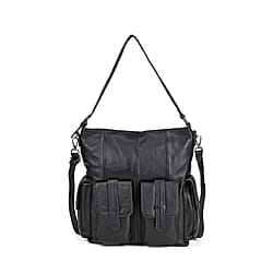 Italy Retro Noble Collection Genuine Leather 2 in 1 Crossbody Bag with Shoulder Strap