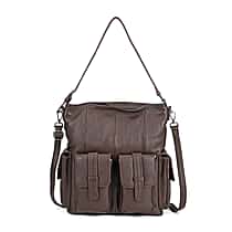 Italy Retro Noble Collection Genuine Leather 2 in 1 Crossbody Bag with Shoulder Strap
