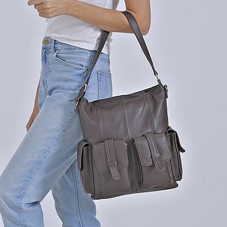 The Sumptuous Collection - Genuine Leather Crossbody Bag  - Coffee