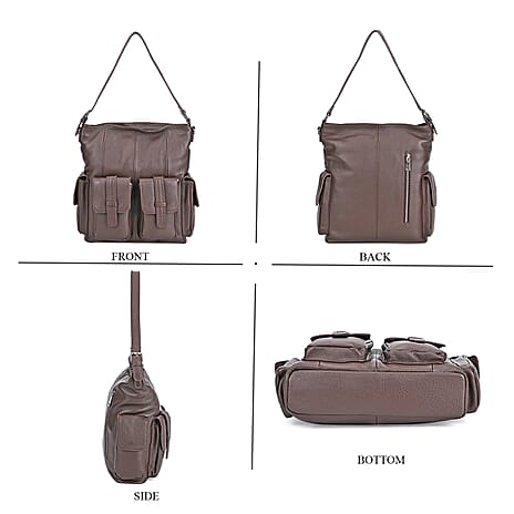 The Sumptuous Collection - Genuine Leather Crossbody Bag  - Coffee
