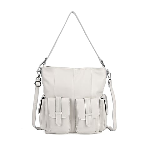 The Sumptuous Collection - Genuine Leather Crossbody Bag  - White