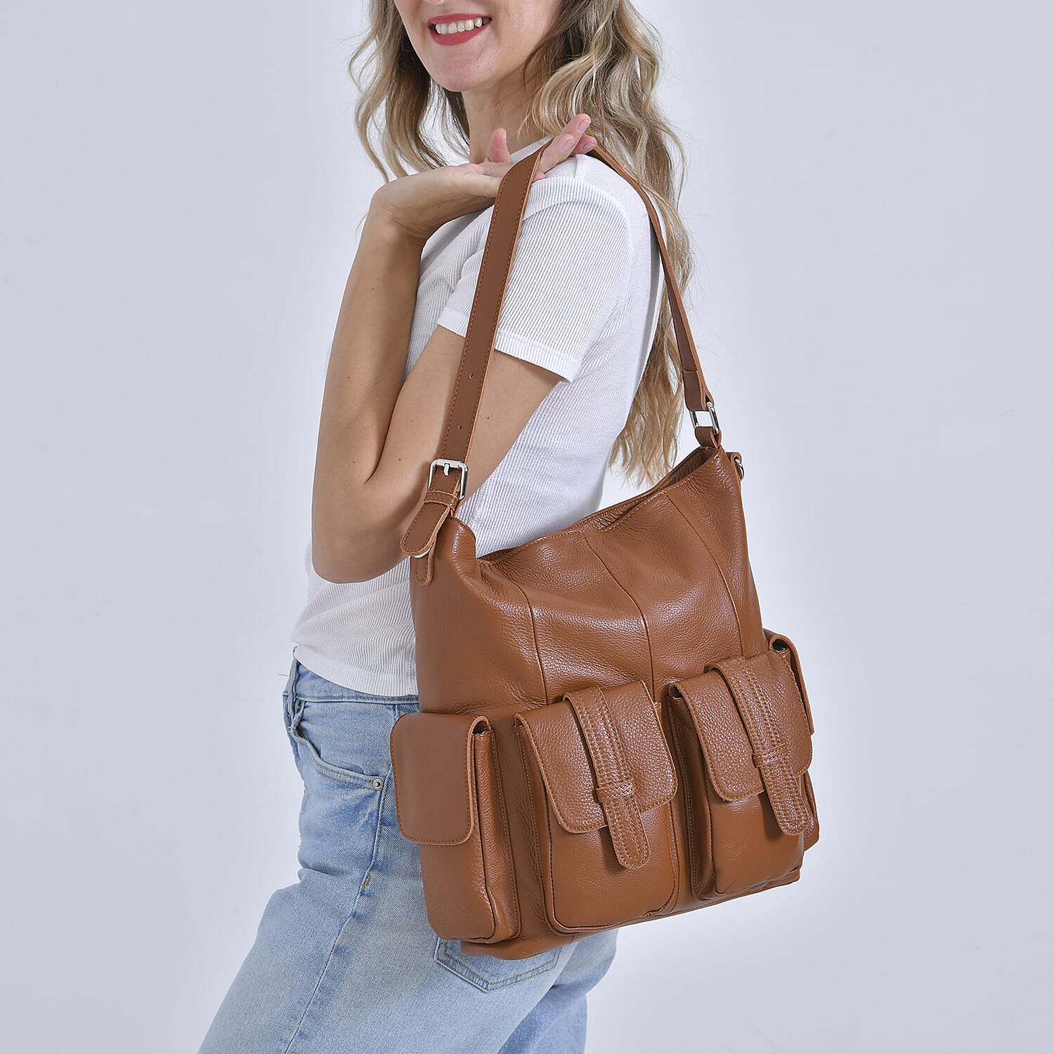 The Sumptuous Collection - Genuine Leather Crossbody Bag  - Brown