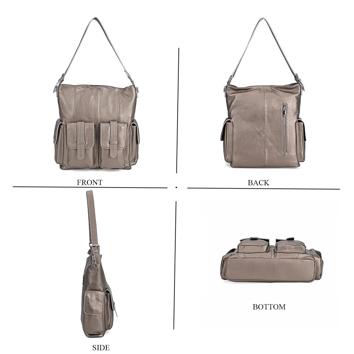 The Sumptuous Collection - Genuine Leather Crossbody Bag  - Beige