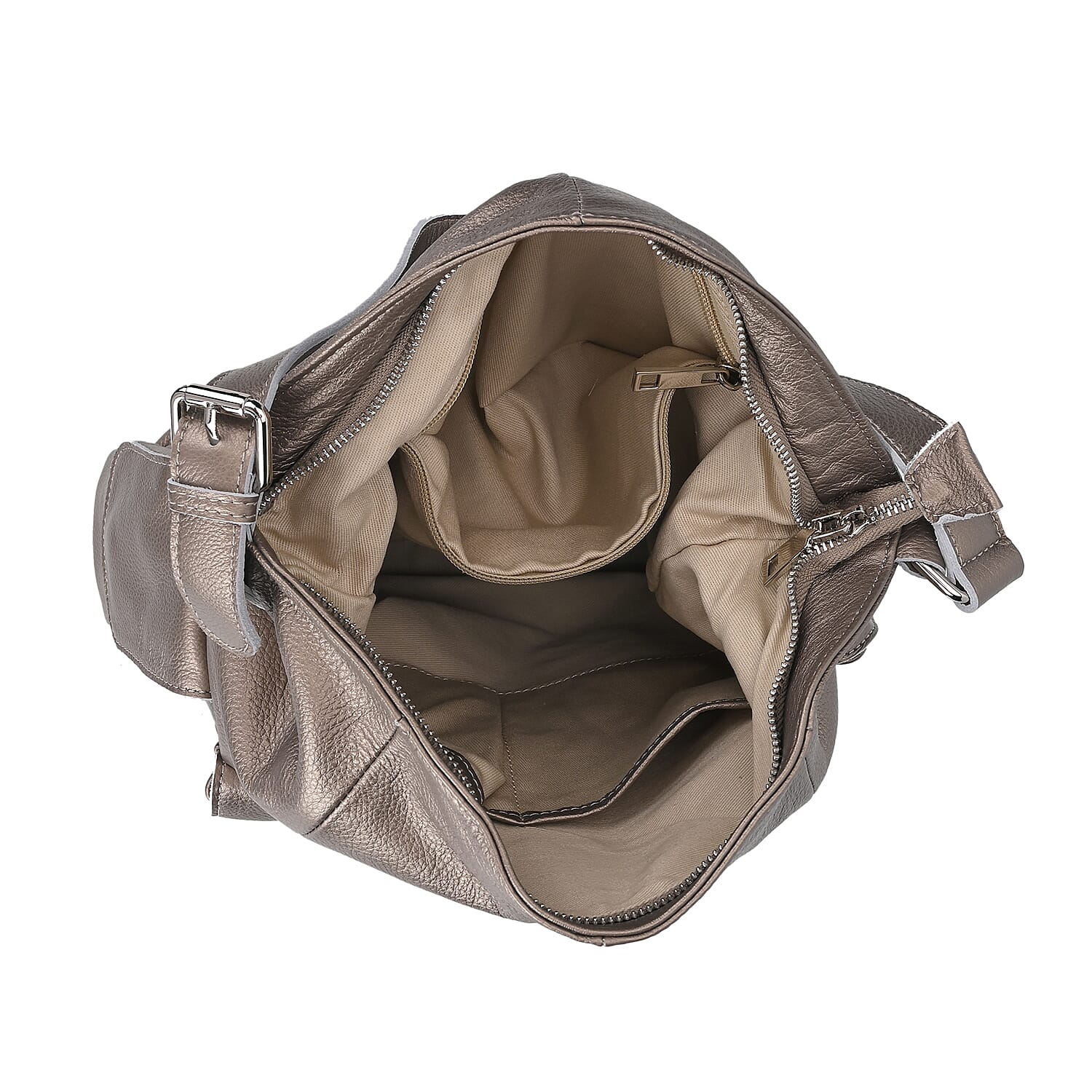 The Sumptuous Collection - Genuine Leather Crossbody Bag  - Beige