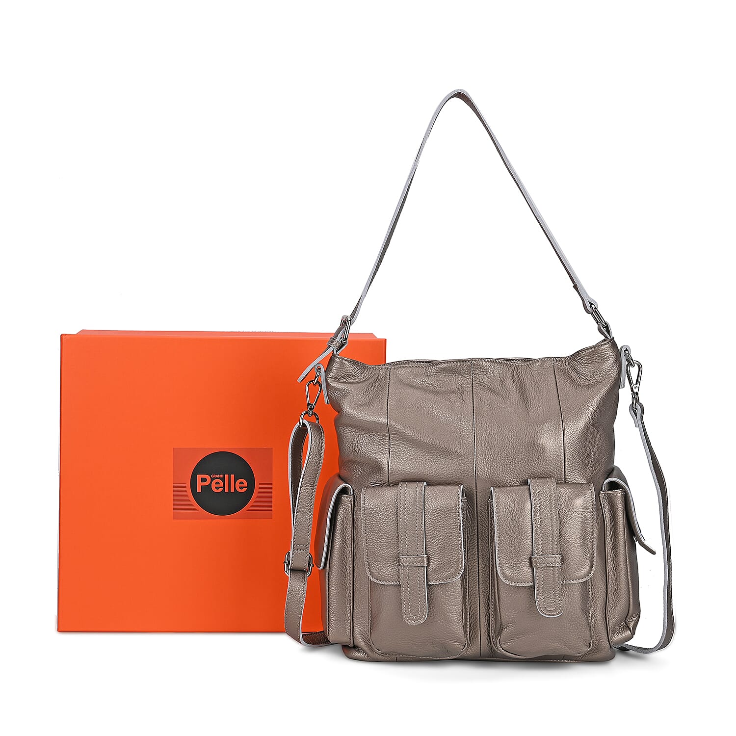 The Sumptuous Collection - Genuine Leather Crossbody Bag  - Beige