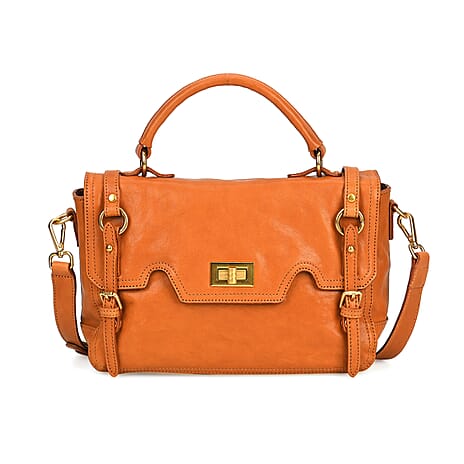 Vintage Boutique Collection - Genuine Leather Crossbody Bag - Tan