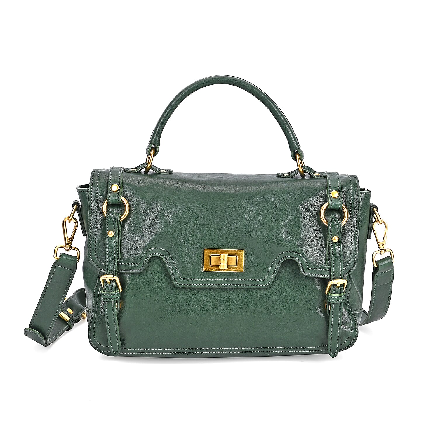 Vintage Boutique Collection - Genuine Leather Crossbody Bag - Green