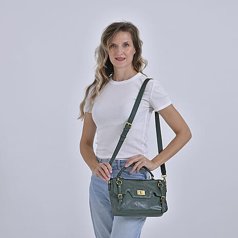 Vintage Boutique Collection - Genuine Leather Crossbody Bag - Green