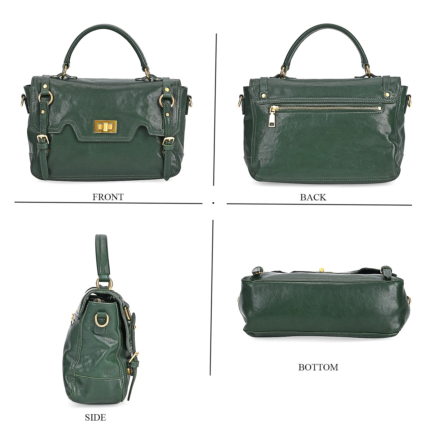 Vintage Boutique Collection - Genuine Leather Crossbody Bag - Green