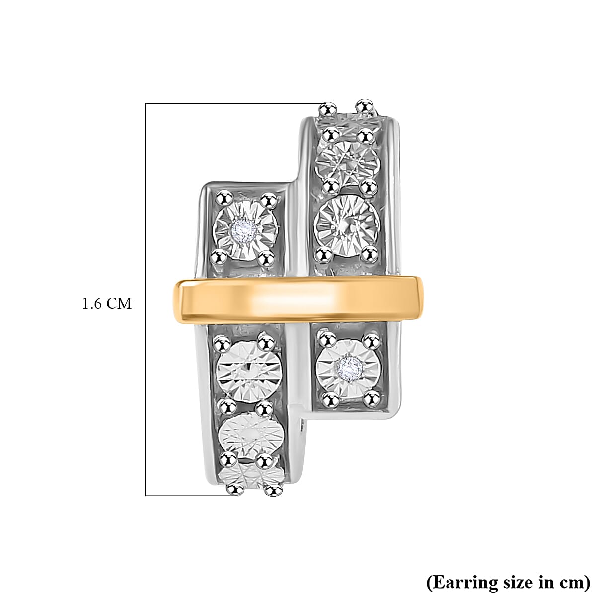 Designer Close Out - Natural White Diamond Earrings Yellow Pen Plating Design Element With Plastic Push Back.