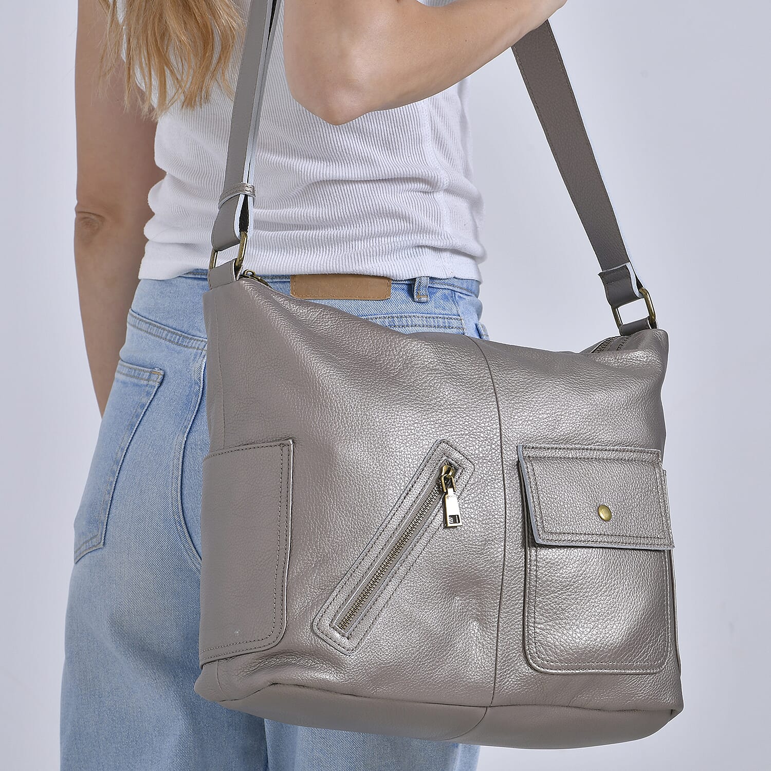 Genuine Leather Sumptuous Crossbody Bag - Bronze