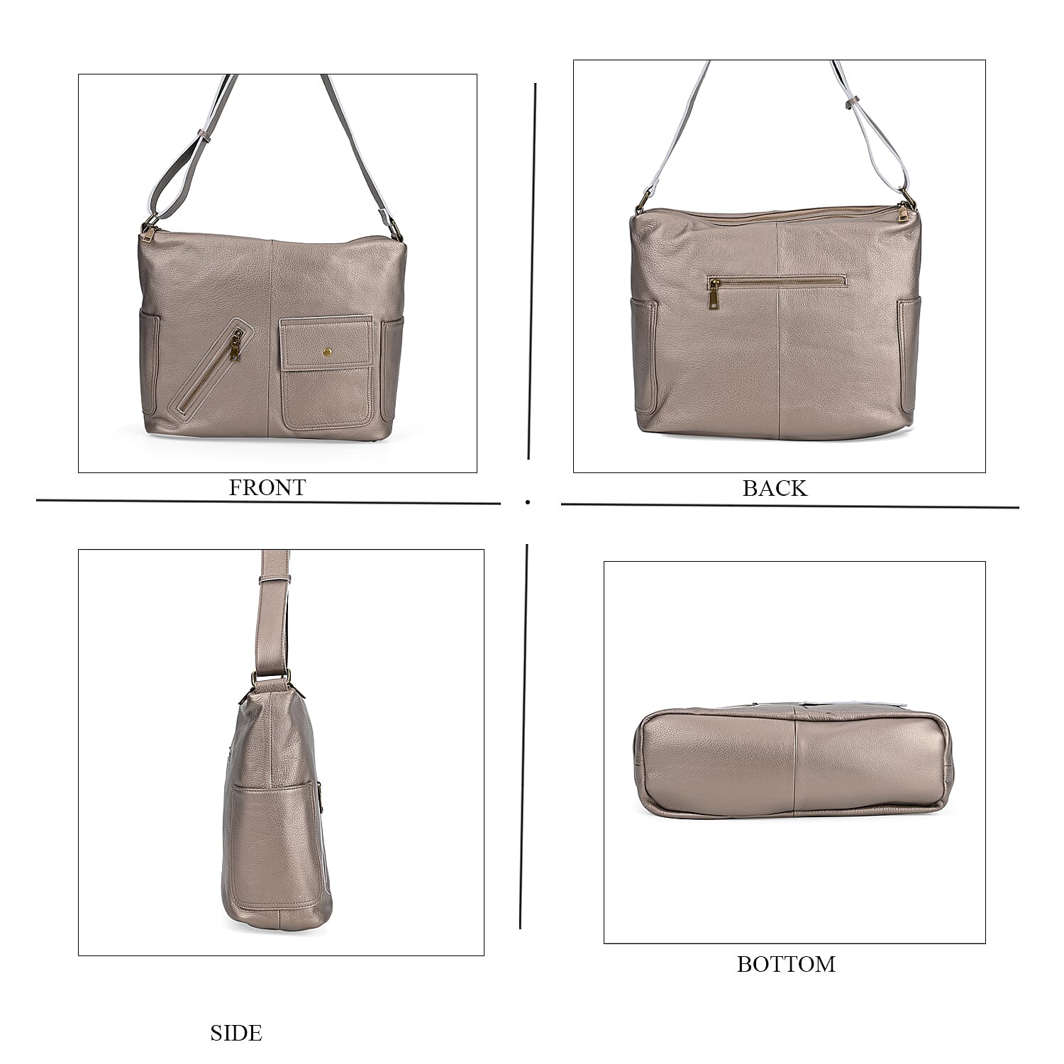 Genuine Leather Sumptuous Crossbody Bag - Bronze