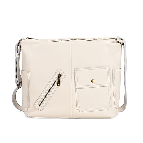 Genuine Leather Sumptuous Crossbody Bag - Cream