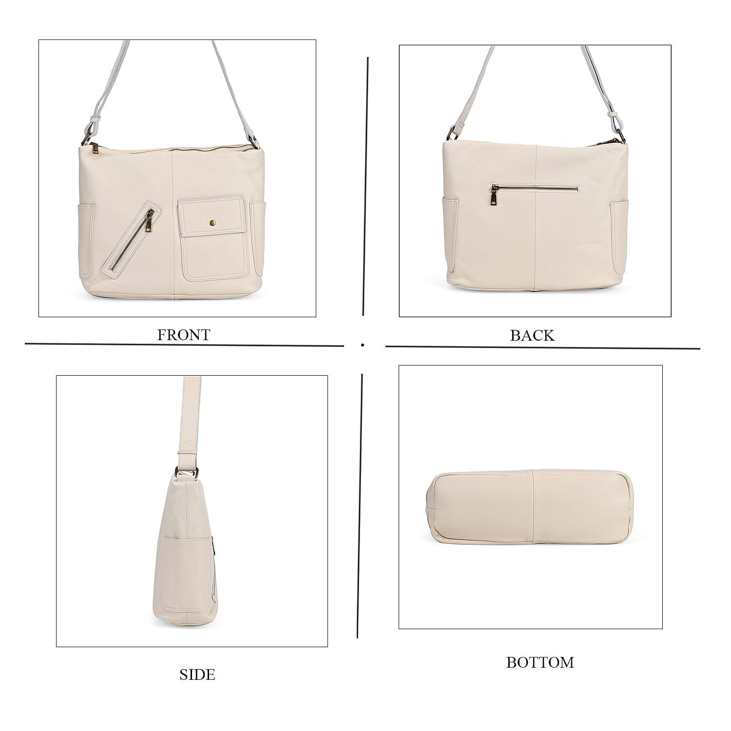 Genuine Leather Sumptuous Crossbody Bag - Cream