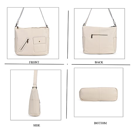 Genuine Leather Sumptuous Crossbody Bag - Cream