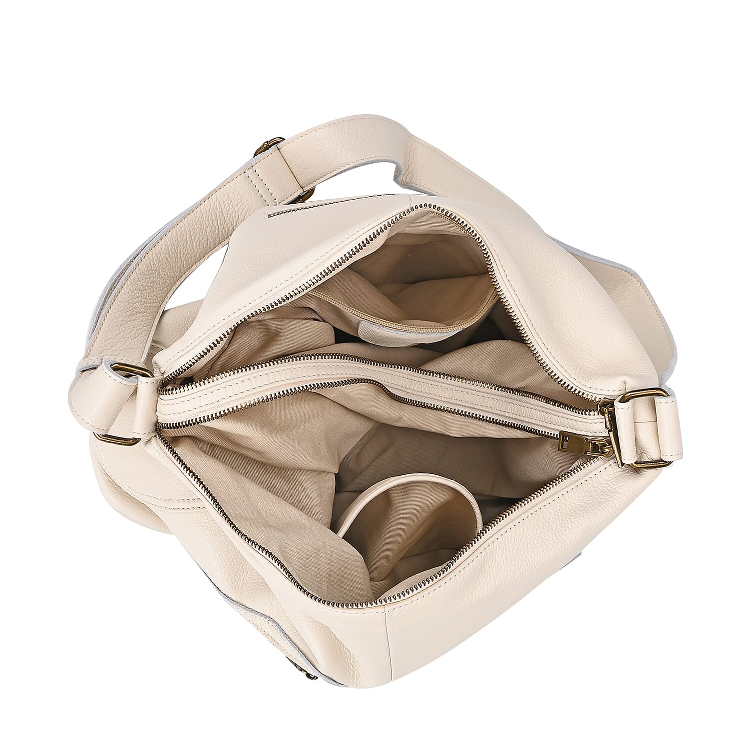 Genuine Leather Sumptuous Crossbody Bag - Cream